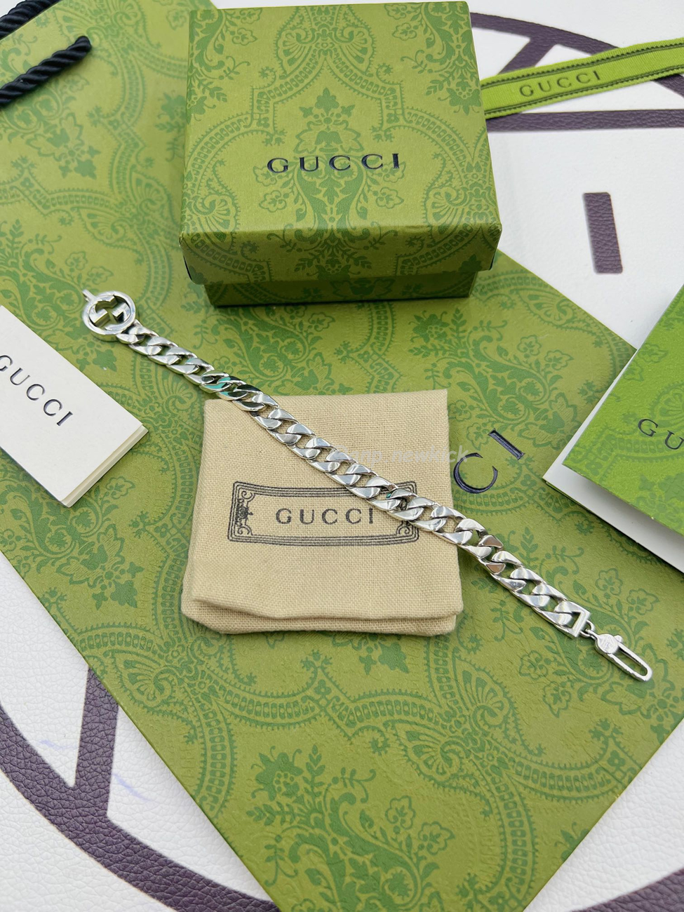 Gucci Interlocking Bracelet In Palladium Metal (4) - www.newkick.vip
